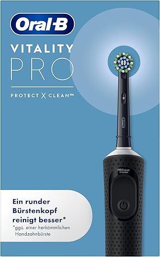 Oral-B Vitality Pro Elektrische Zahnbürste — Electric Toothbrush, Inkl. 1 Aufsteckbürste — 3 Putzmodi für Zahnpflege, Zahnbürste Elektrisch, Designed by Braun, Schwarz