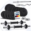 ArtSport 3-in-1 Hantelset – 2 Kurzhanteln, Langhantel & SZ-Curl