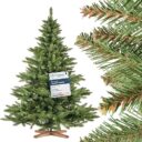 FairyTrees Weihnachtsbaum künstlich 180 cm – Nordmanntanne, Holzständer