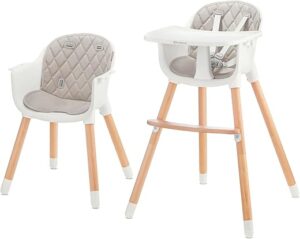 Kinderkraft SIENNA 2-in-1 Hochstuhl – mit Tablett & 5-Punkt-Gurt