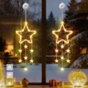 LED Stern-Fensterlichter (2er) – warmweiß, 8 Modi & Timer