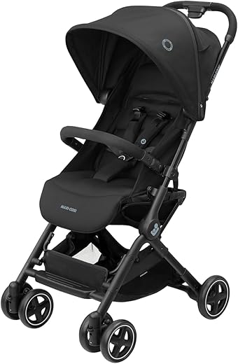 Maxi-Cosi Lara2 Baby Kinderwagen, 0–4 Jahre, 0–22 kg, federleichter, kompakter Buggy, 3 Liegepositionen, flache Liegeposition, klein zusammenklappbar, Schultergurt, Essential Black