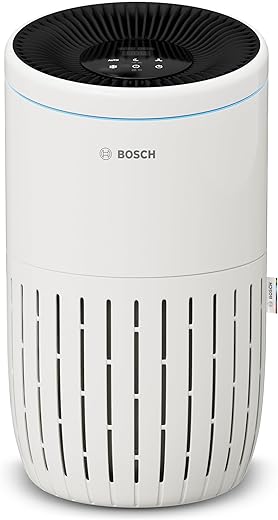 Bosch Air 4000 Luftreiniger - Für Räume bis zu 62,5 m² - Entfernt effizient Schadstoffe - Mit 3-in-1 Luftfilter, Smart Sensor, Automatikmodus, Ruhemodus (< 25 dB(A)) - CADR: 300 m³/h