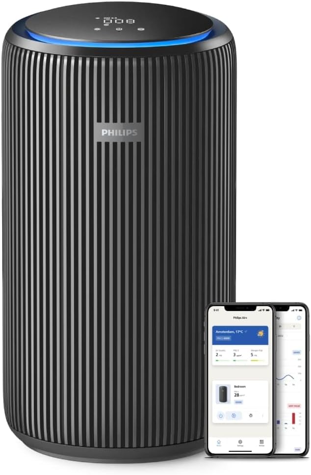 Philips Luftreiniger Serie 4200, HEPA NanoProtect - doppelter Aktivkohlefilter, CADR 600m?/h fŸr 156m?, besonders leise, intelligent und energieeffizient (AC4221/11)