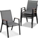 COSTWAY Gartenstühle 4er-Set stapelbar mit Armlehnen