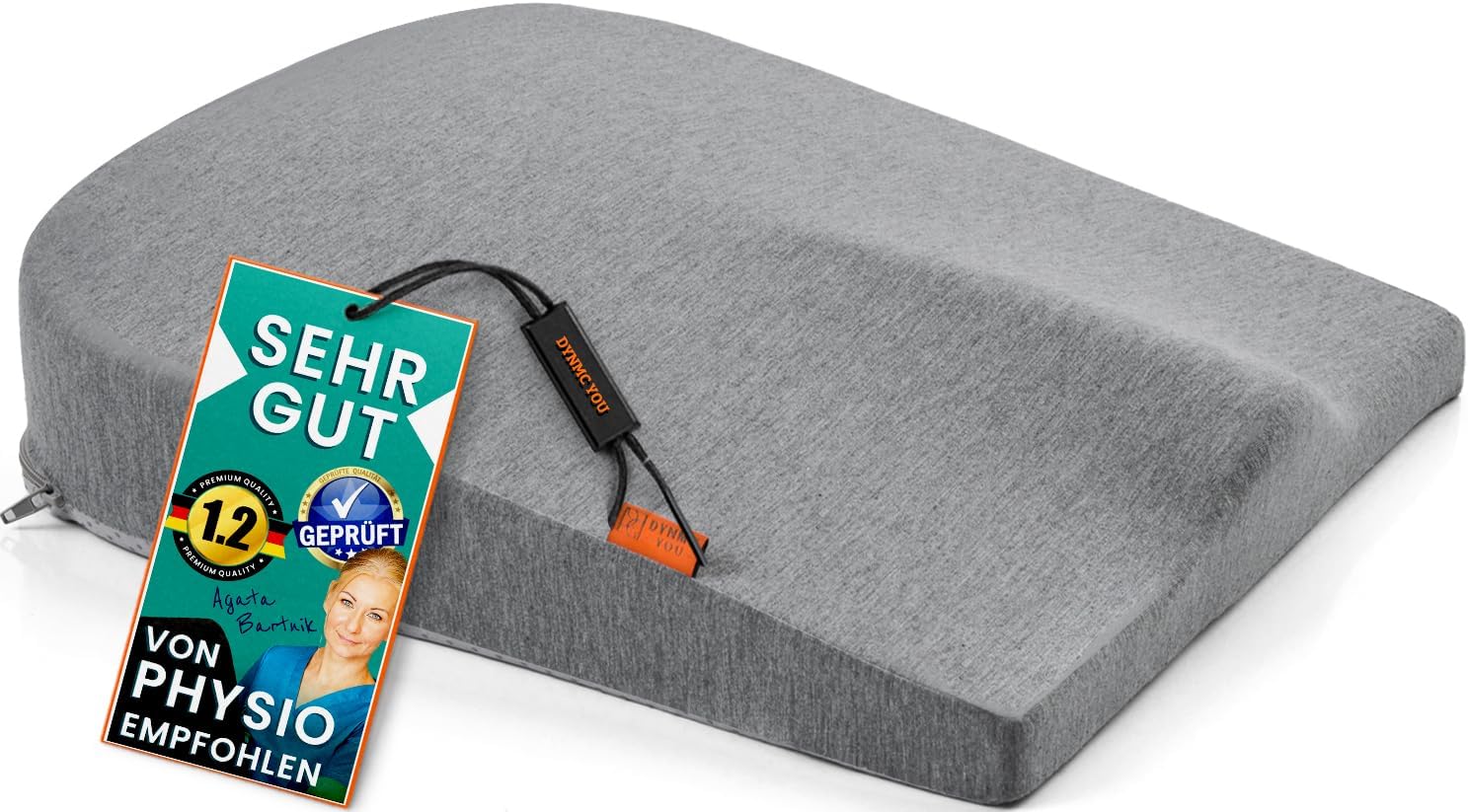 DYNMC you Keilkissen Stuhl Mittelhart H3 – Ergonomisches Sitzkissen aus Memory Foam – Von Experten Entwickelt – Kissen für Rücken & Haltung – Für Bürostuhl, Home Office, Auto – Waschbar – 40x40cm