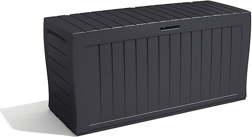 Keter Marvel Plus Aufbewahrungsbox, 270L Fassungsvermögen, wetterfest & langlebig, Sitzgelegenheit für 2 Personen, Grau, ideal für Garten, Terrasse & Balkon