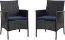 MFSTUDIO Gartenstuhl 2er-Set mit Rattan-Optik und Kissen