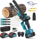 VIWKO Mini-Kettensäge 6 Zoll mit 2 Akkus und automatischem Öler
