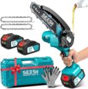 SEESII Mini-Kettensäge 6 Zoll mit Akku und automatischem Öler